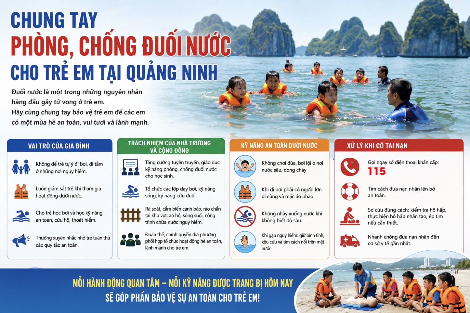 Chung tay phòng, chống đuối nước cho trẻ em tại Quảng Ninh