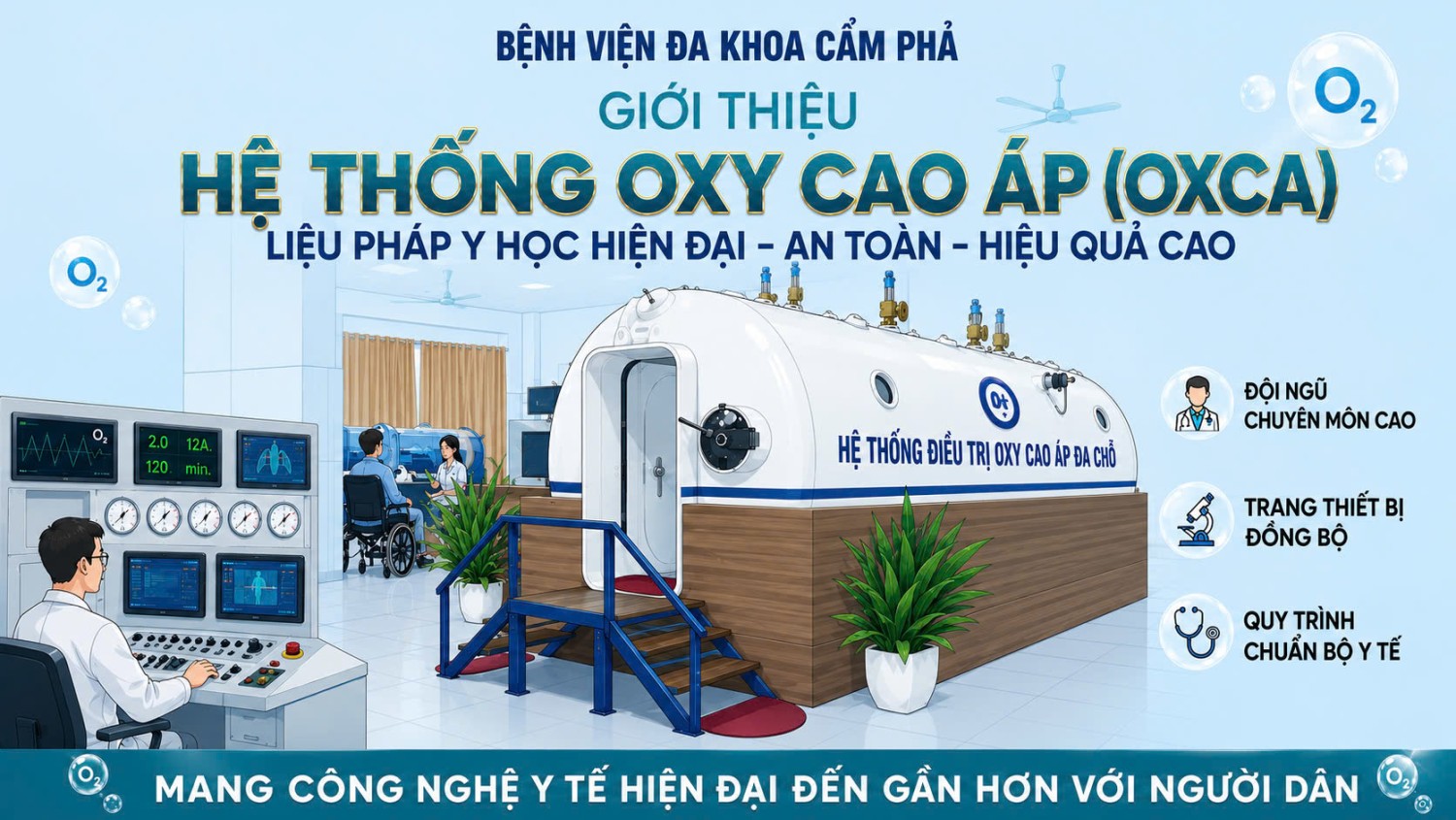 Bệnh viện đa khoa Cẩm Phả chuẩn bị triển khai hệ thống điều trị Oxy cao áp